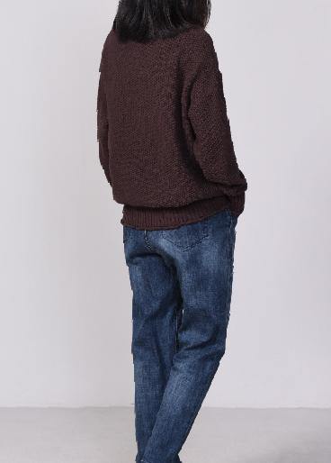 V Neck Sweater Oversize Color Sweaters Chocolate